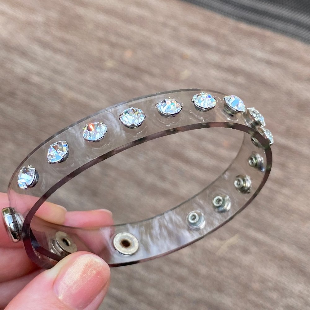 Dolls Kill crystal unicorn bracelet - rhinestones on PVC w snap closure